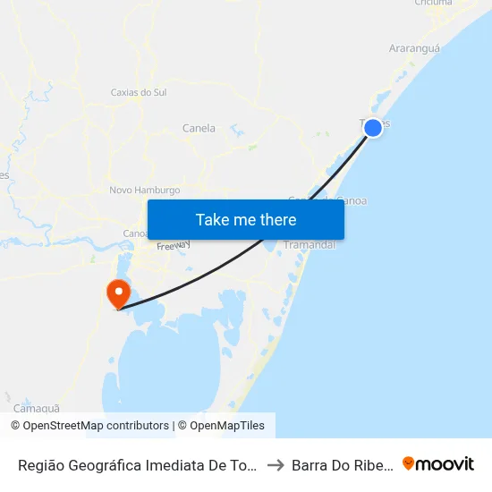 Região Geográfica Imediata De Torres to Barra Do Ribeiro map