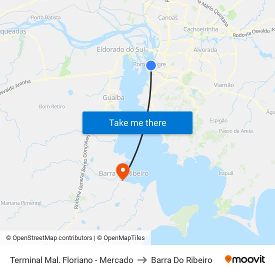 Terminal Mal. Floriano - Mercado to Barra Do Ribeiro map