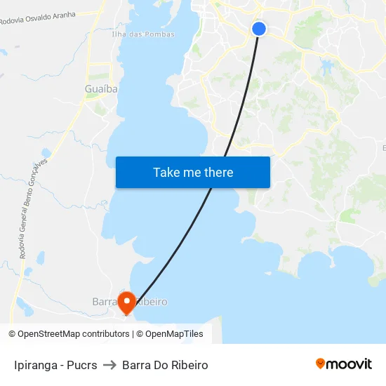 Ipiranga - Pucrs to Barra Do Ribeiro map