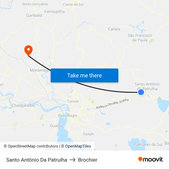 Santo Antônio Da Patrulha to Brochier map