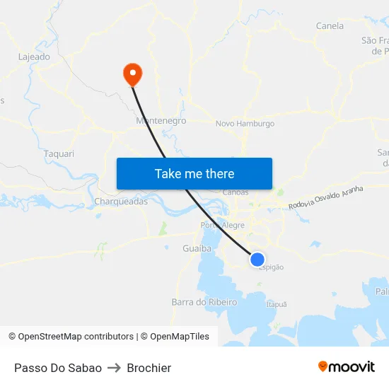 Passo Do Sabao to Brochier map