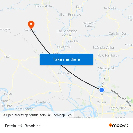 Esteio to Brochier map