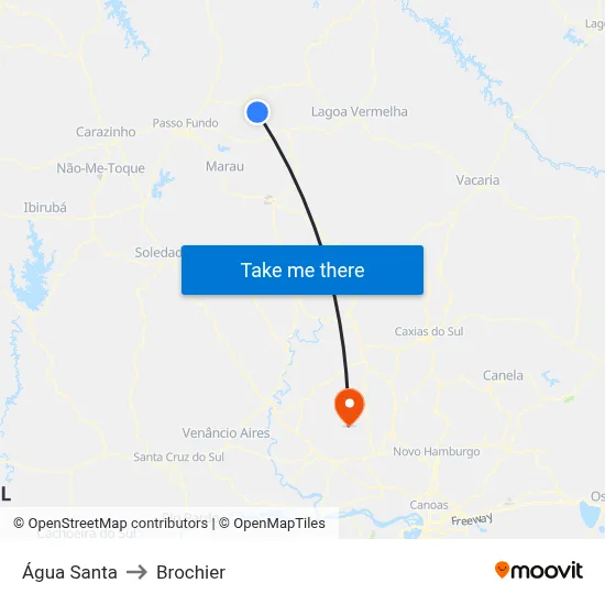 Água Santa to Brochier map