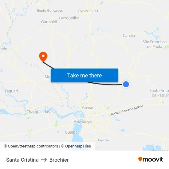 Santa Cristina to Brochier map