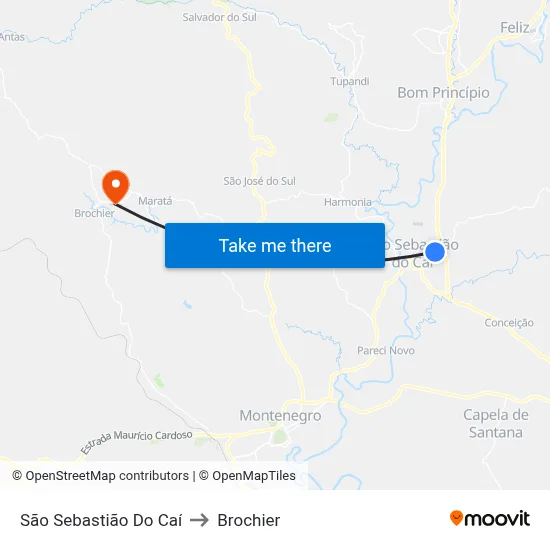 São Sebastião Do Caí to Brochier map