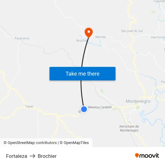 Fortaleza to Brochier map