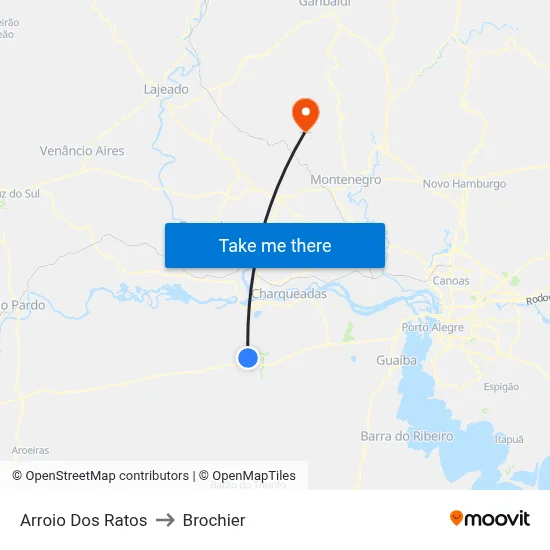 Arroio Dos Ratos to Brochier map