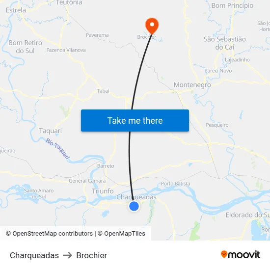 Charqueadas to Brochier map