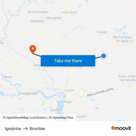 Igrejinha to Brochier map