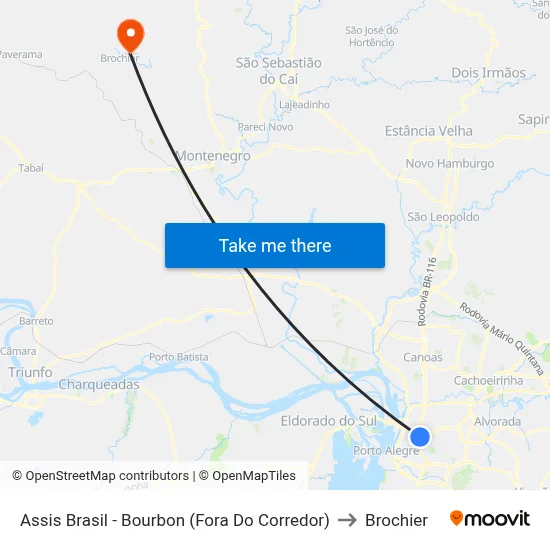 Assis Brasil - Bourbon (Fora Do Corredor) to Brochier map
