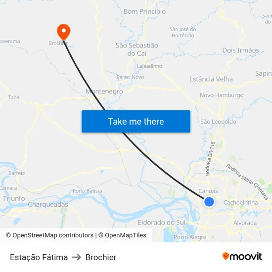 Estação Fátima to Brochier map