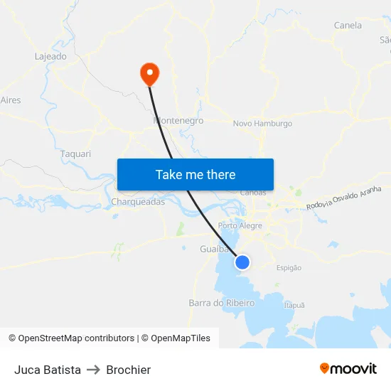 Juca Batista to Brochier map