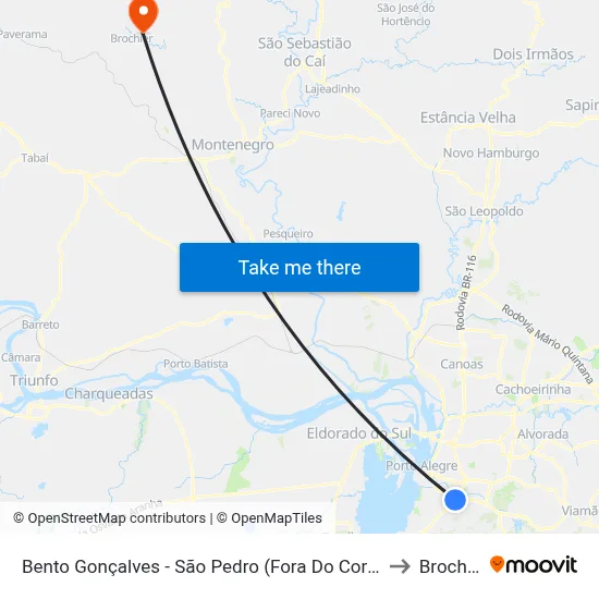 Bento Gonçalves - São Pedro (Fora Do Corredor) to Brochier map
