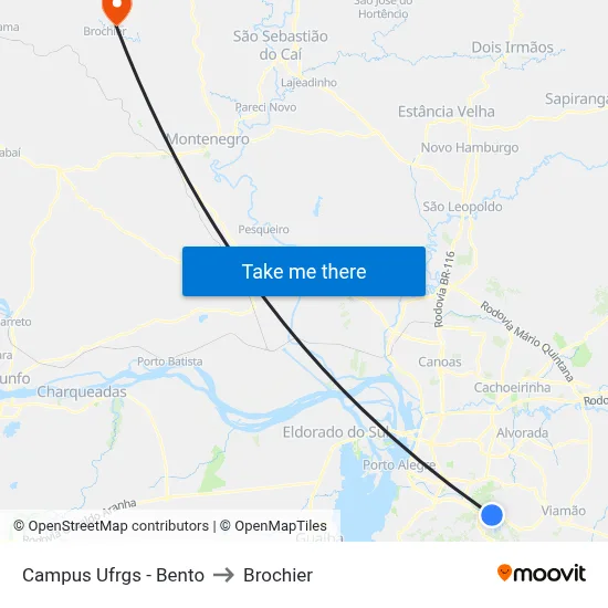 Campus Ufrgs - Bento to Brochier map