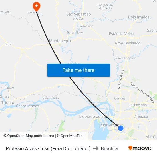 Protásio Alves - Inss (Fora Do Corredor) to Brochier map