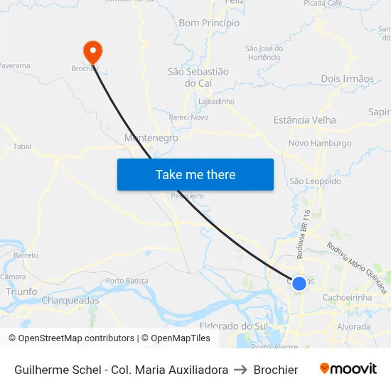 Guilherme Schel - Col. Maria Auxiliadora to Brochier map
