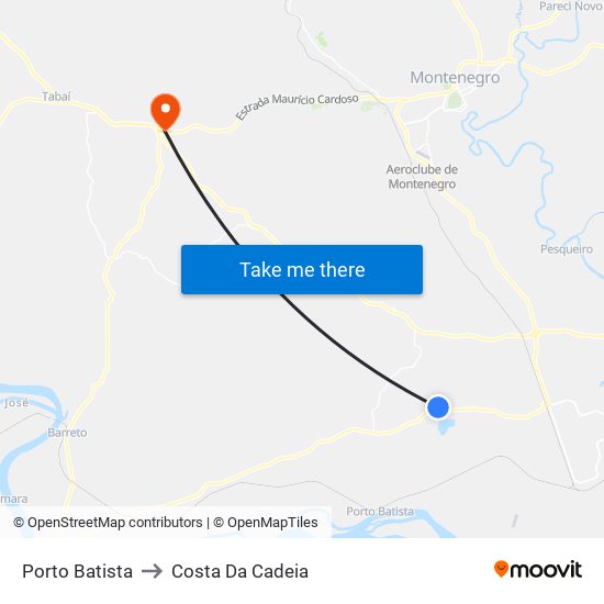 Porto Batista to Costa Da Cadeia map