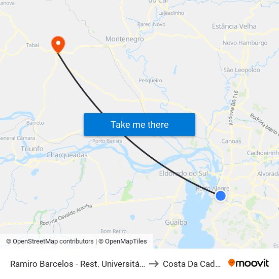 Ramiro Barcelos - Rest. Universitário to Costa Da Cadeia map