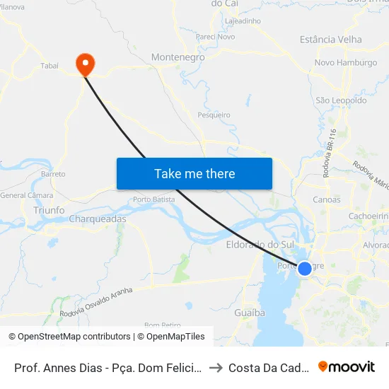 Prof. Annes Dias - Pça. Dom Feliciano to Costa Da Cadeia map