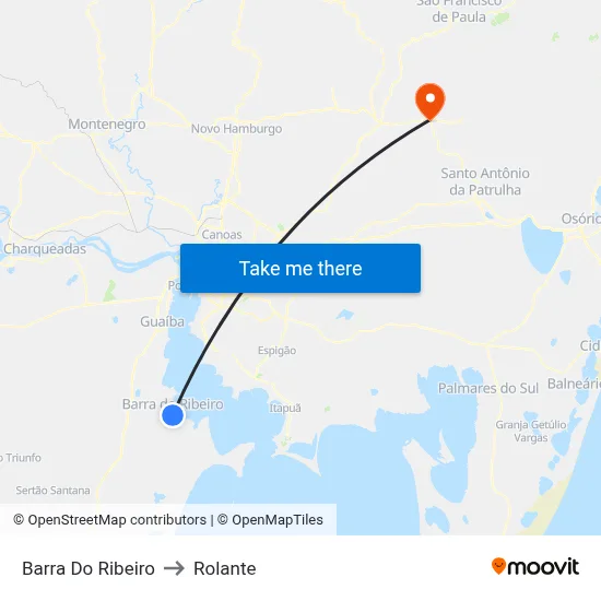 Barra Do Ribeiro to Rolante map
