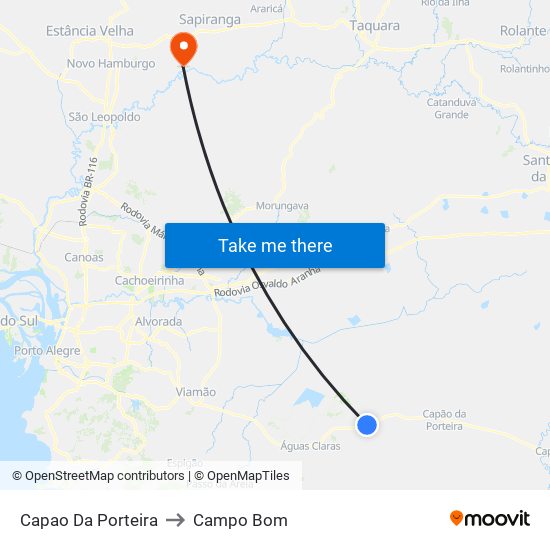Capao Da Porteira to Campo Bom map