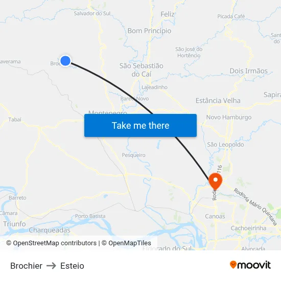 Brochier to Esteio map