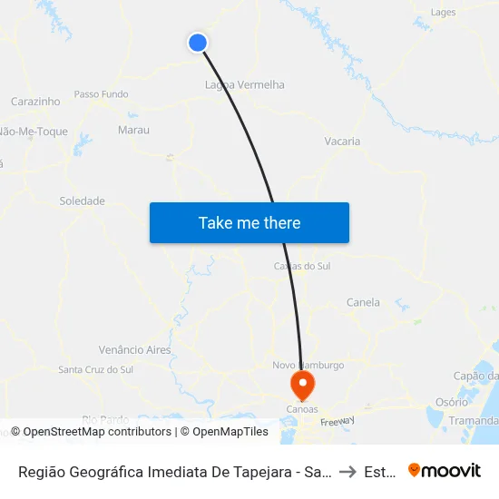 Região Geográfica Imediata De Tapejara - Sananduva to Esteio map