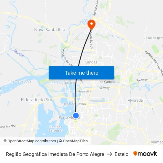 Região Geográfica Imediata De Porto Alegre to Esteio map