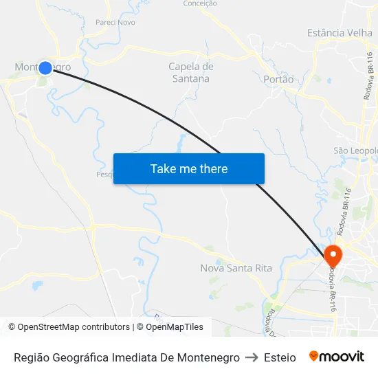 Região Geográfica Imediata De Montenegro to Esteio map