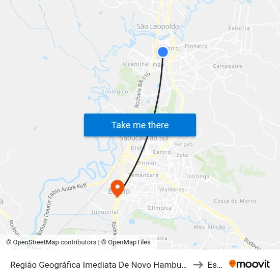 Região Geográfica Imediata De Novo Hamburgo - São Leopoldo to Esteio map