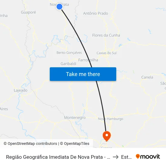 Região Geográfica Imediata De Nova Prata - Guaporé to Esteio map