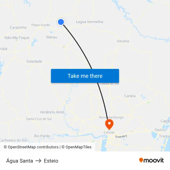 Água Santa to Esteio map