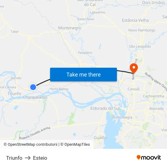 Triunfo to Esteio map