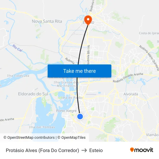 Protásio Alves (Fora Do Corredor) to Esteio map