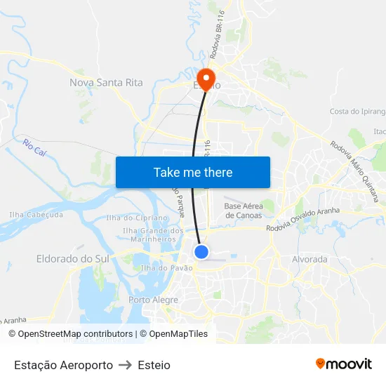 Estação Aeroporto to Esteio map