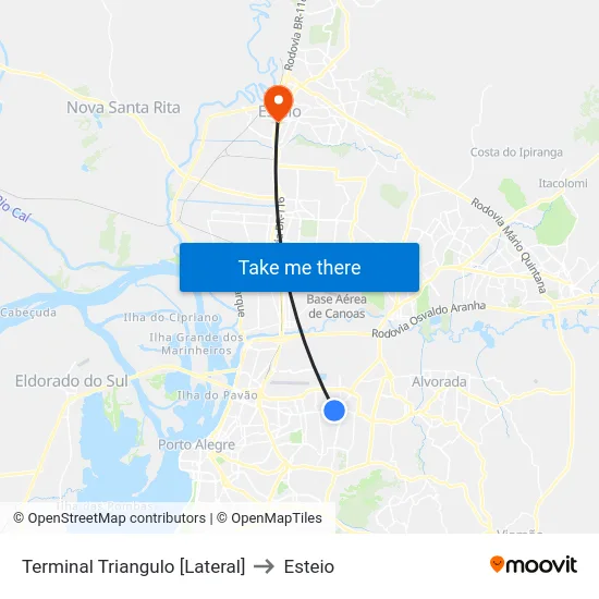 Terminal Triangulo [Lateral] to Esteio map