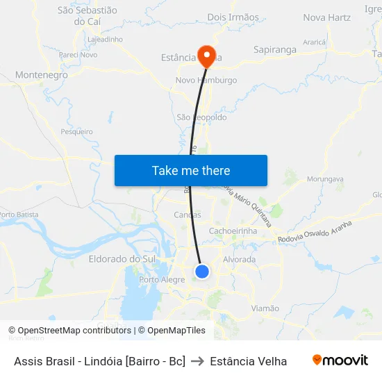 Assis Brasil - Lindóia [Bairro - Bc] to Estância Velha map