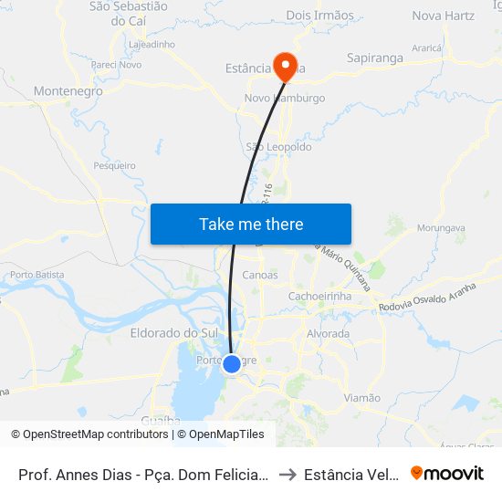 Prof. Annes Dias - Pça. Dom Feliciano to Estância Velha map