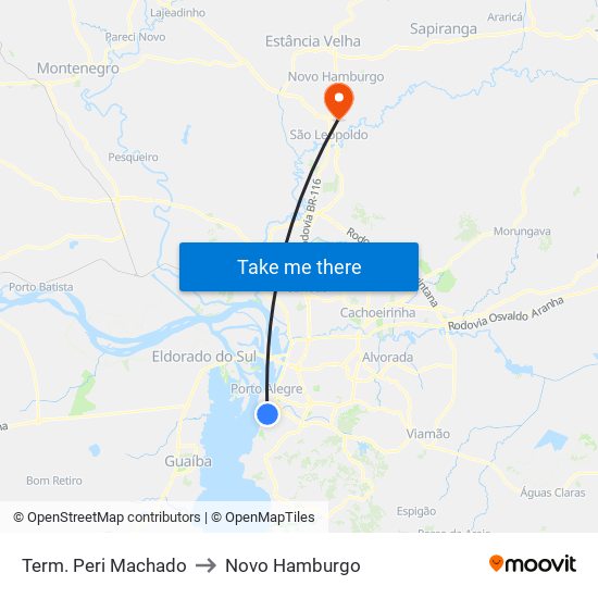 Term. Peri Machado to Novo Hamburgo map