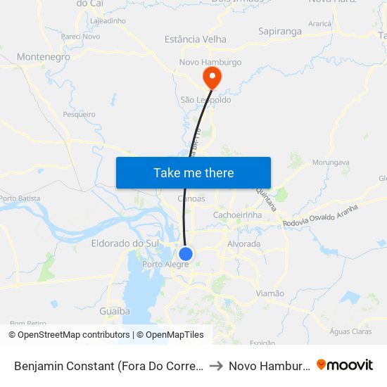 Benjamin Constant (Fora Do Corredor) to Novo Hamburgo map