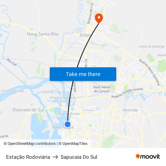 Estação Rodoviária to Sapucaia Do Sul map