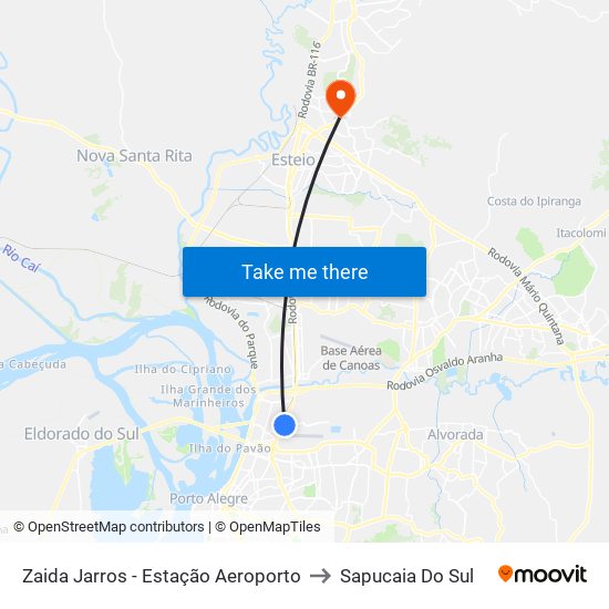 Zaida Jarros - Estação Aeroporto to Sapucaia Do Sul map