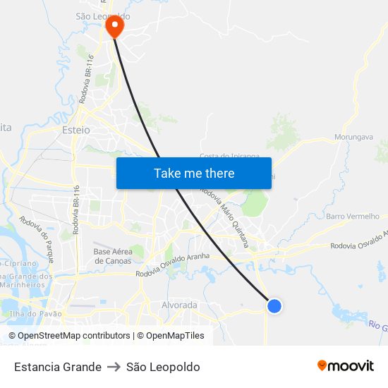 Estancia Grande to São Leopoldo map