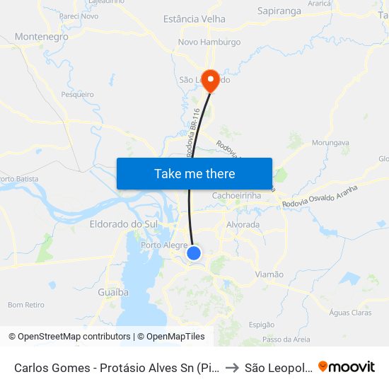 Carlos Gomes - Protásio Alves Sn (Piso 1) to São Leopoldo map