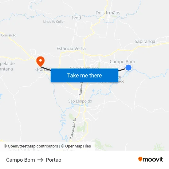 Campo Bom to Portao map