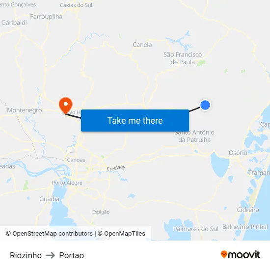 Riozinho to Portao map