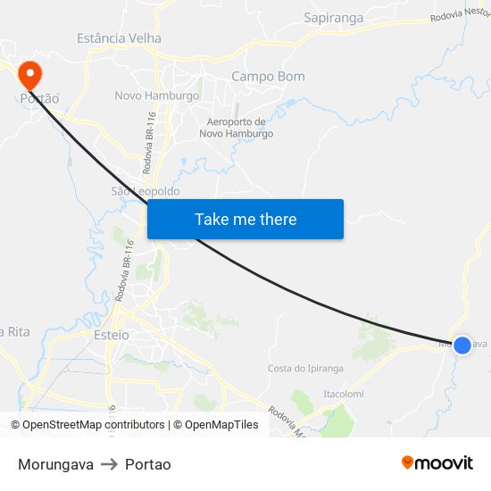 Morungava to Portao map