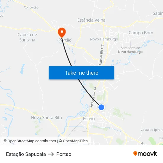 Estação Sapucaia to Portao map