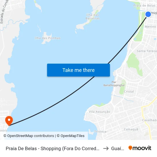 Praia De Belas - Shopping (Fora Do Corredor) to Guaíba map