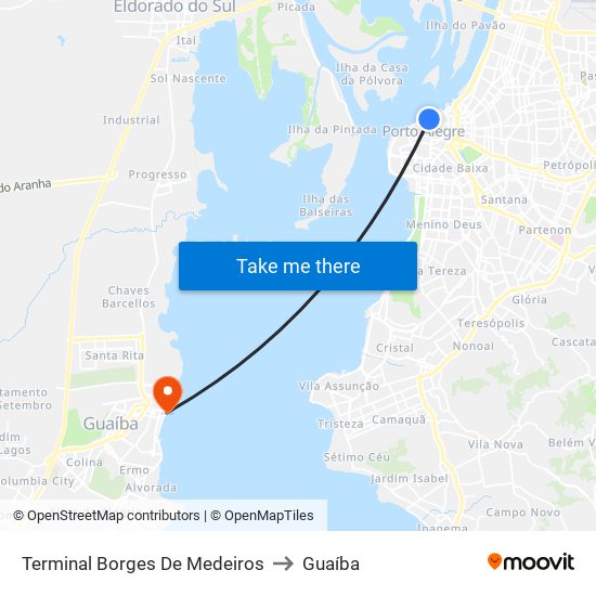 Terminal Borges De Medeiros to Guaíba map